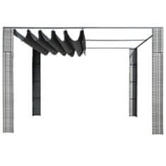Vidaxl Paviljon s streho poli ratan 300x300x200 cm siv in antraciten