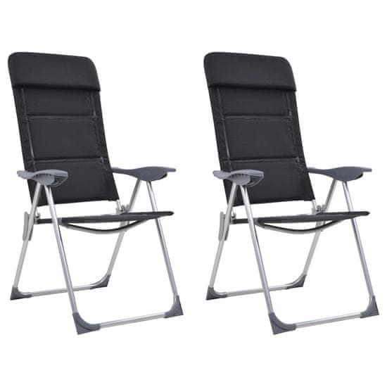 Vidaxl Stol za kampiranje 2 kosa črne barve aluminij 58x69x111 cm