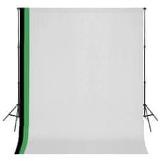 Vidaxl Komplet za fotografski studio 3 ozadja iz bombaža in okvir 3x3m
