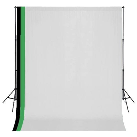 Vidaxl Komplet za fotografski studio 3 ozadja iz bombaža in okvir 3x3m