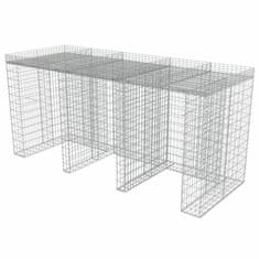 Vidaxl Gabionska stena za koš za smeti pocinkano jeklo 270x100x130 cm