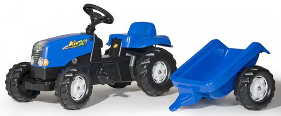 Rolly Toys pedalni traktor Rolly Kid z modro prikolico