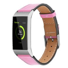 BStrap Leather Italy (Small) pašček za Fitbit Charge 3 / 4, pink