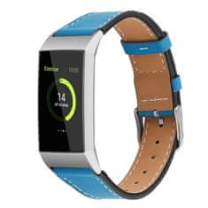 BStrap Leather Italy (Large) pašček za Fitbit Charge 3 / 4, blue