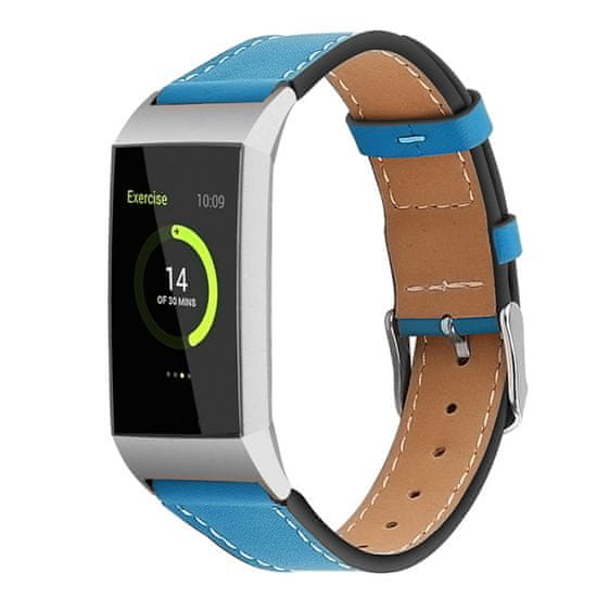 BStrap Leather Italy (Small) pašček za Fitbit Charge 3 / 4, blue