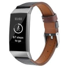 BStrap Leather Italy (Large) pašček za Fitbit Charge 3 / 4, black