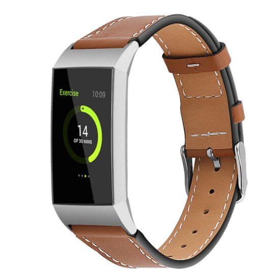 BStrap Leather Italy (Small) pašček za Fitbit Charge 3 / 4, Coffee