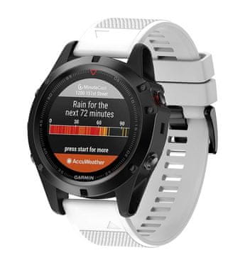 BStrap Silicone Acton pašček za Garmin Fenix 5 / 6 / 6 Pro / 7 / 8 47mm / E, white