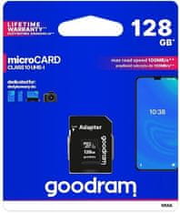 GoodRam spominska kartica microSD 128GB 100MB/s + SD adapter (500306)