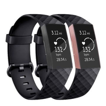 BStrap Silicone Diamond (Large) pašček za Fitbit Charge 3 / 4, black