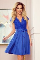 Numoco Ženska čipkasta obleka Anna kraljevsko modra XL
