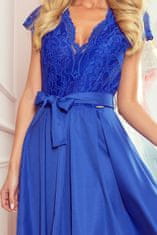 Numoco Ženska čipkasta obleka Anna kraljevsko modra XXL