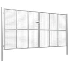 Vidaxl Vrtna vrata pocinkano jeklo 415x225 cm srebrna