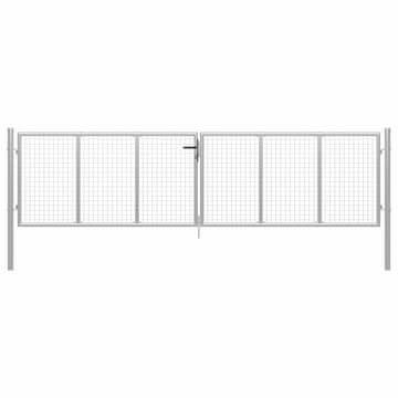 Vidaxl Vrtna vrata iz pocinkanega jekla 400 x 100 cm srebrne barve