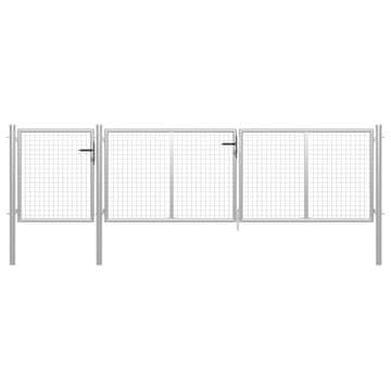 Vidaxl Vrtna vrata iz jekla 400x100 cm srebrne barve