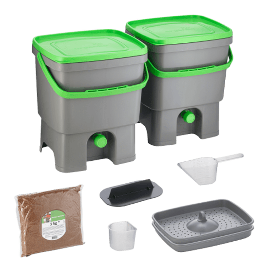 Skaza Bokashi Organko set kompostnikov, sivo-svetlo zelen, s posipom