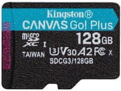 Kingston Canvas Go! Plus microSD 128 GB spominska kartica + microSD adapter