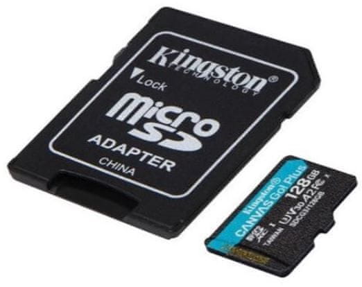 Kingston Canvas Go! Plus microSD 128 GB spominska kartica + microSD adapter