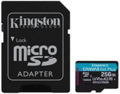 Kingston Canvas Go! Plus microSD 256 GB spominska kartica + microSD adapter