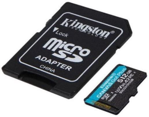 Kingston Canvas Go! Plus microSD 512 GB spominska kartica + microSD adapter