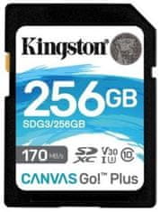 Kingston Canvas Go! Plus SD spominska kartica, 256 GB