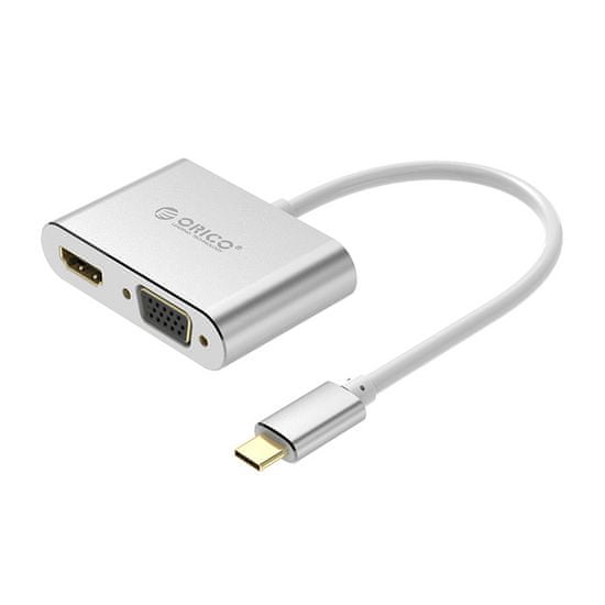 Orico XD-CFHV4 adapter USB-C v HDMI 4K + VGA, srebrn