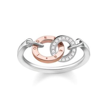 Thomas Sabo Prstan "Skupaj" , D_TR0032-095-14-54, Sterling Silver, 925 Sterling srebro, 9k rose gold, white diamond