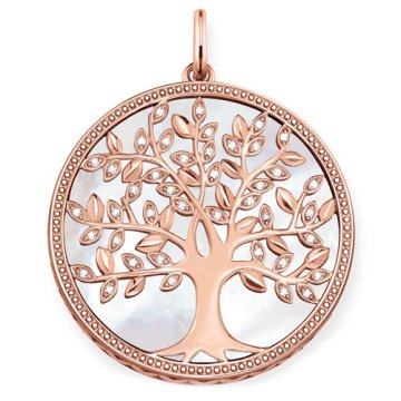 Thomas Sabo Obesek "Belo drevo ljubezni" , PE761-435-14, Sterling Silver, 925 Sterling srebro, 18k prevleka iz rose zlata, biser, cirkonij bel