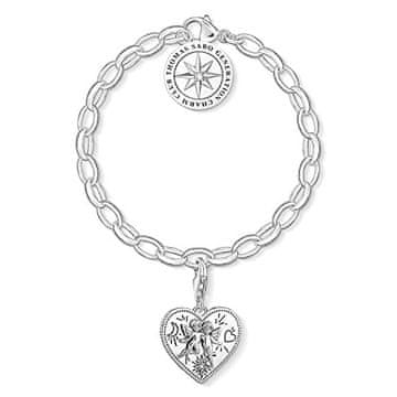 Thomas Sabo zapestnica in obesek, SET0554-643-14-L17v, Charm Club, 925 Sterling srebro, zatemnjeno, cirkonij bel