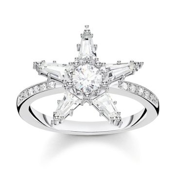 Thomas Sabo Prstan "Big Star" , TR2271-051-14-54, Sterling Silver, 925 Sterling srebro, cirkonij bel