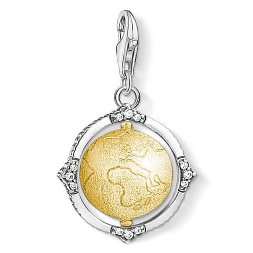 Thomas Sabo Obesek "Vintage Globe" avtorja , 1711-849-39, Charm Club, 925 Sterling srebro, 18k obloga iz rumenega zlata, zatemnjeno, cirkonij bel