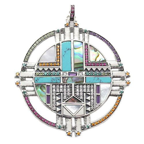 Thomas Sabo Obesek "Simbol sonca" , PE829-987-7, Sterling Silver, 925 Sterling srebro, pocrnjeno, sintetični korund, matični biser, steklokeramični kamen, simuliran, cirkonij
