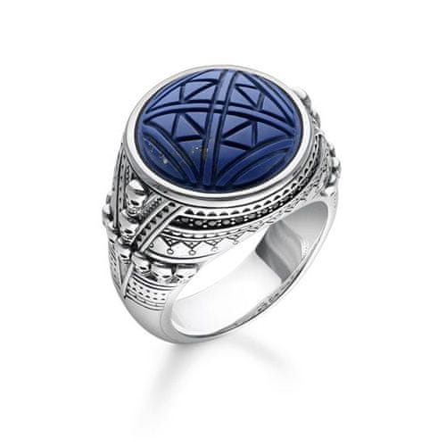Thomas Sabo Prstan "Etnična lobanja modra" , TR2204-534-1-54, Sterling Silver, 925 Sterling srebro, zatemnjeno, simulirano lapis lazuli, cirkonija črna