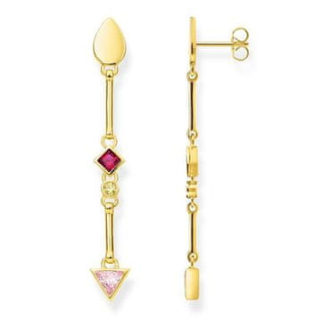 Thomas Sabo Uhani "Barvni kamni" , H2039-995-7, Sterling Silver, 925 Sterling srebro, 18k rumeno zlato prevleko, sintetična korund rdeča, cirkonija rumeno / roza