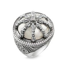 Thomas Sabo Prstan "Biserno kolo" , TR2025-642-14-48, Sterling Silver, 925 Sterling srebro, pocrnjeno, biser, cirkonij