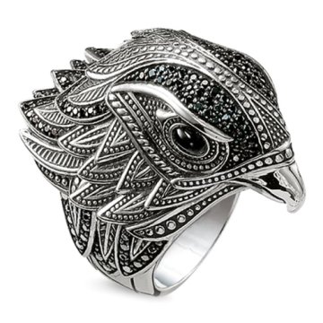 Thomas Sabo Prstan "Sokol" , TR2066-641-11-60, Sterling Silver, 925 Sterling srebro, pocrnjeno, oniks, cirkonij črno