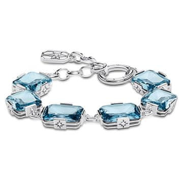 Thomas Sabo zapestnica "Big Blue Stones", A1911-644-31-L19v, Sterling Silver, 925 Sterling srebro, pocrnjena, sintetična spinel svetlo modra, cirkonij bela
