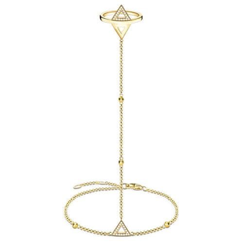Thomas Sabo Set prstana z zapestnico "Trikotnik" , D_TR0021-924-14-54, Sterling Silver, 925 Sterling srebro, 18k rumeno zlato prevleko, beli diamant