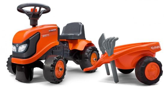 Falk traktor Kubota z volanom in prikolico, oranžen