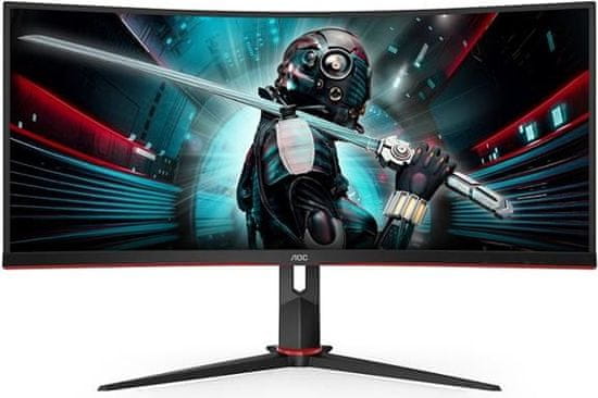 AOC CU34G2 gaming monitor, 86,36 cm (34), VA, 100 Hz, FreeSync, 1 ms, ukrivljen (CU34G2/BK)