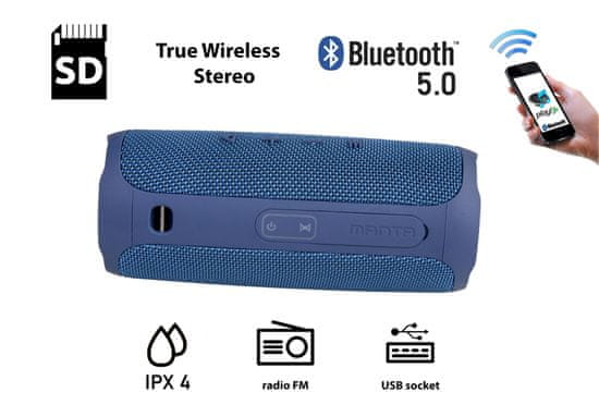 Manta SPK130GO Bluetooth zvočnik, moder