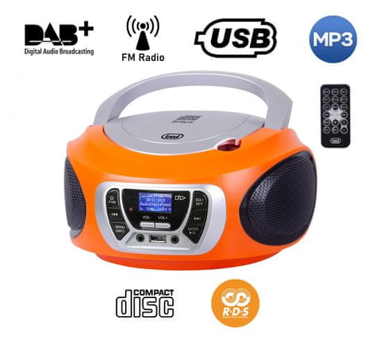 Trevi CMP 510 Boombox, DAB/DAB+, CD predvajalnik, USB, MP3, oranžen