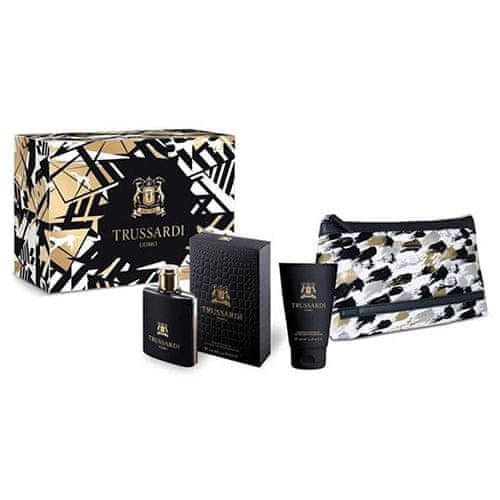 Trussardi jev darilni set, Uomo 2011, EDT 100 ml, gel za prhanje 100 ml, kozmetična torbica