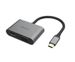 Akasa USB Type-C 2-v-1 adapter iz USB C na HDMI in VGA