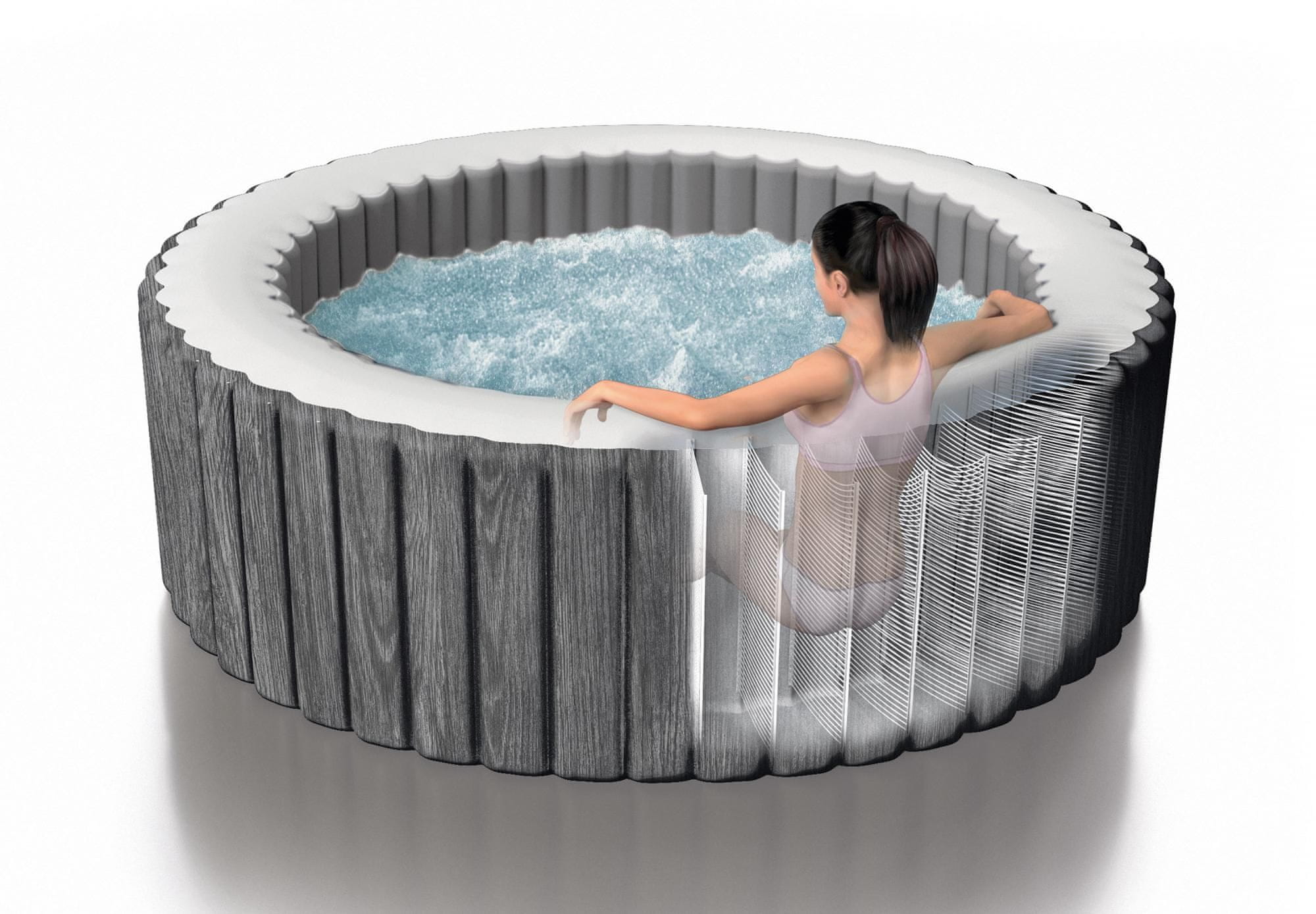 Intex Pure Spa Grey Wood Deluxe Set masažni bazen 28440 Odprta