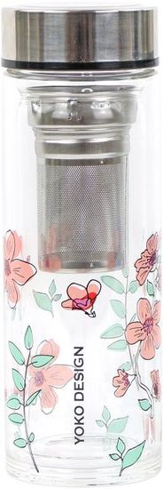 Yoko Design steklenica s cedilom za čaj, 350 ml, roza