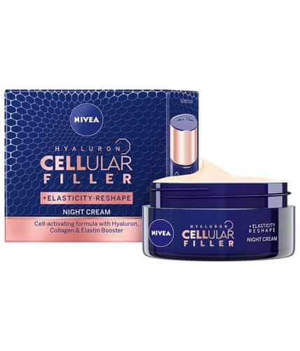 Nivea Hyaluron Cellular Filler + Elasticity-Reshape krema za obraz, nočna, 50 ml