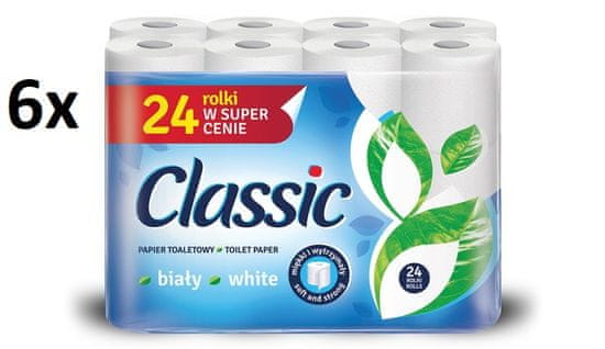 Classic White toaletni papir, 6 × 24 ks - Odprta embalaža