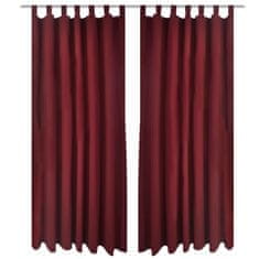 Vidaxl 2 kosa bordo satenasih zaves z obročki 140 x 225 cm