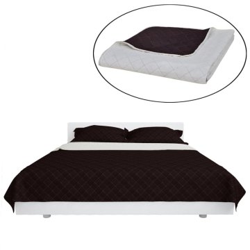 Vidaxl Dvo-stransko Prešito Posteljno Pregrinjalo Bež/Rjavo 230 x 260 cm